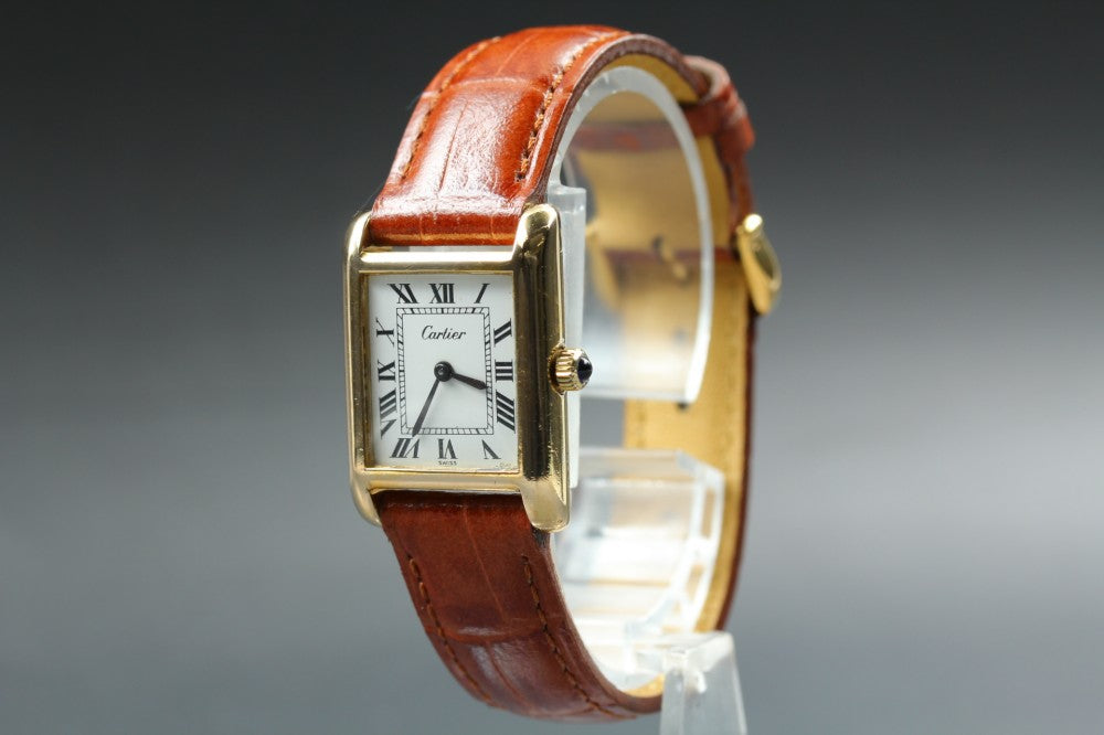 Near MINT Cartier Tank White Manual 20.5mm Ladies Watch