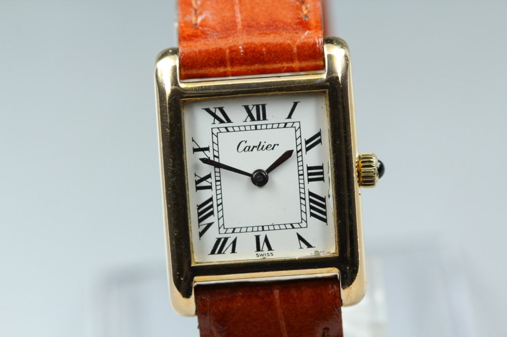Near MINT Cartier Tank White Manual 20.5mm Ladies Watch