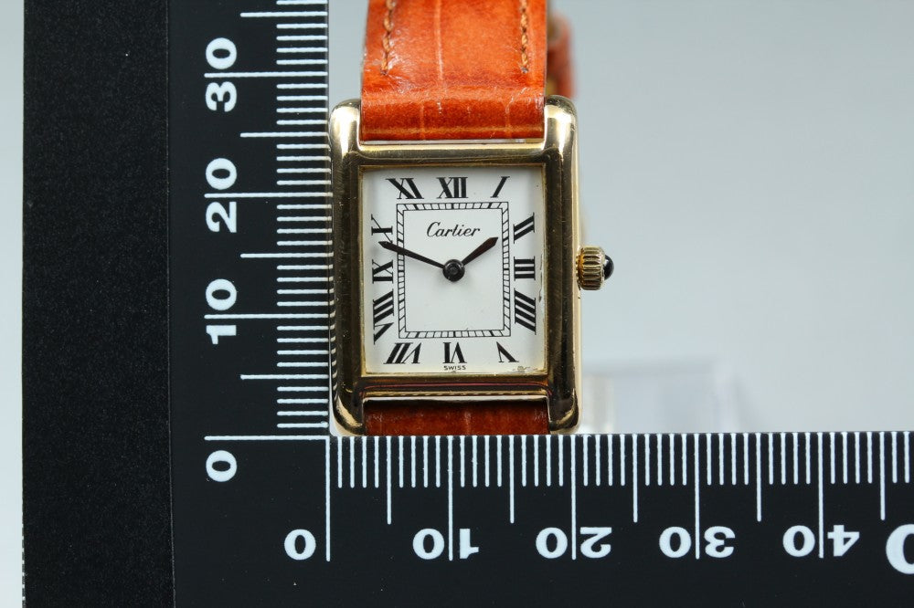 Near MINT Cartier Tank White Manual 20.5mm Ladies Watch