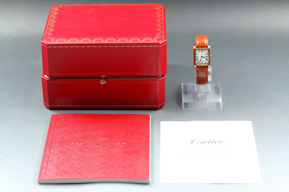 Near MINT Cartier Tank White Manual 20.5mm Ladies Watch