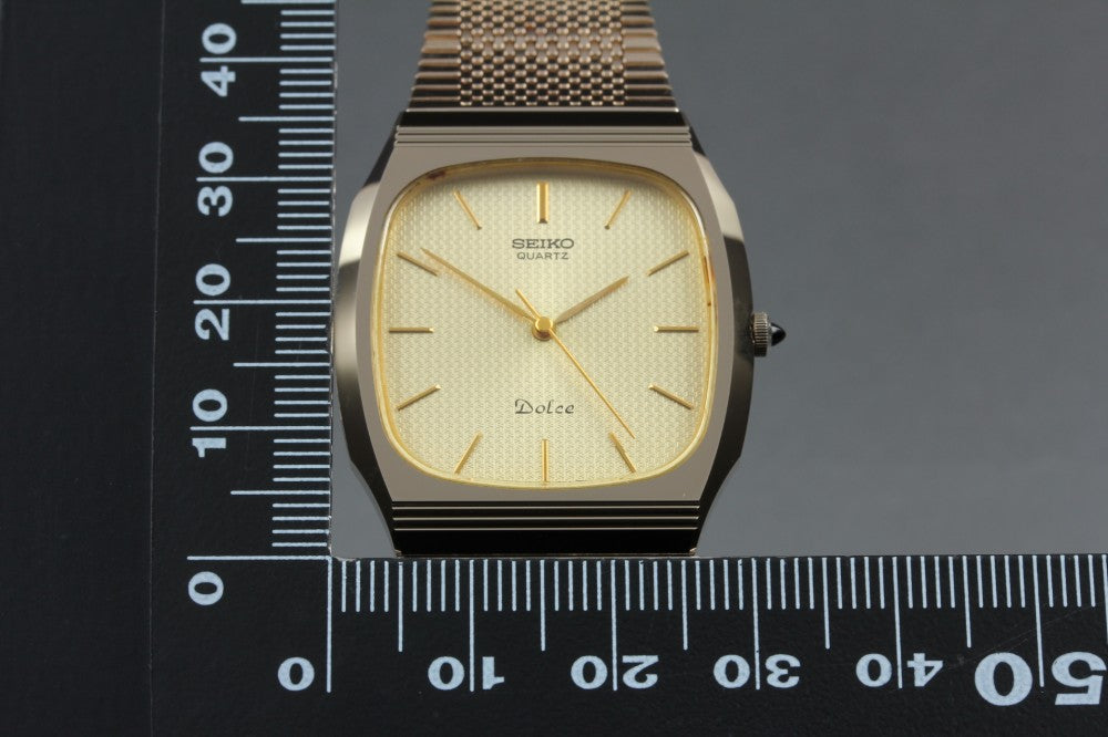 Near MINT SEIKO Dolce 7731-5090 Gold Quartz 30.4mm Men's Watch 1984