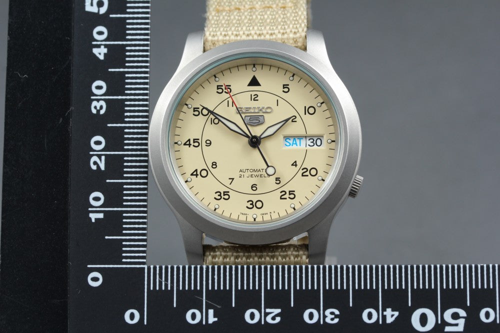 Near MINT SEIKO 5 SNK803/7S26-02J0 Beige Auto 36mm Men's Watch