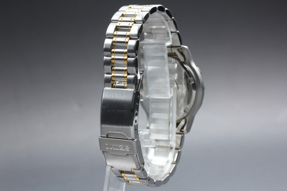Near MINT SEIKO Scuba 7N35-6010 Gold Quartz 33.6mm Men's Watch 1992
