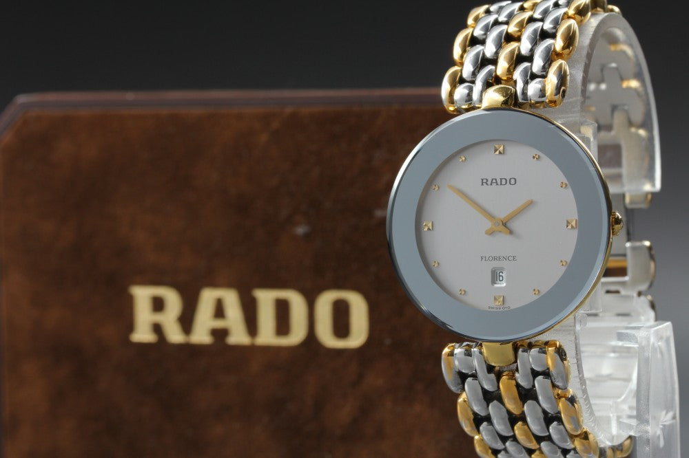 Near MINT RADO Florence 160.3677.2 Silver Quartz 32.1mm Unisex Watch