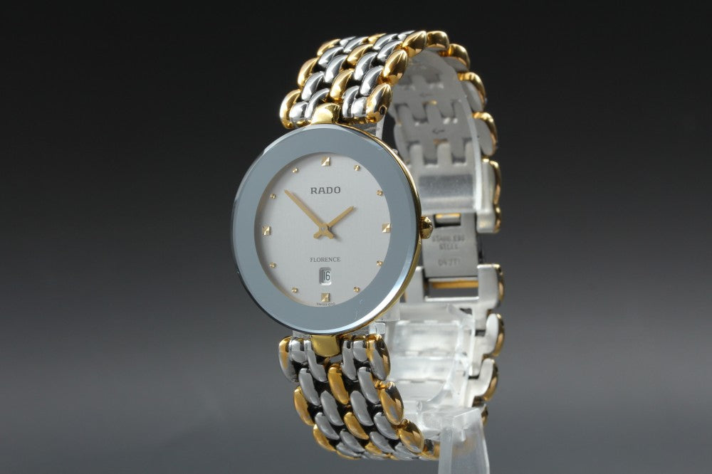 Near MINT RADO Florence 160.3677.2 Silver Quartz 32.1mm Unisex Watch