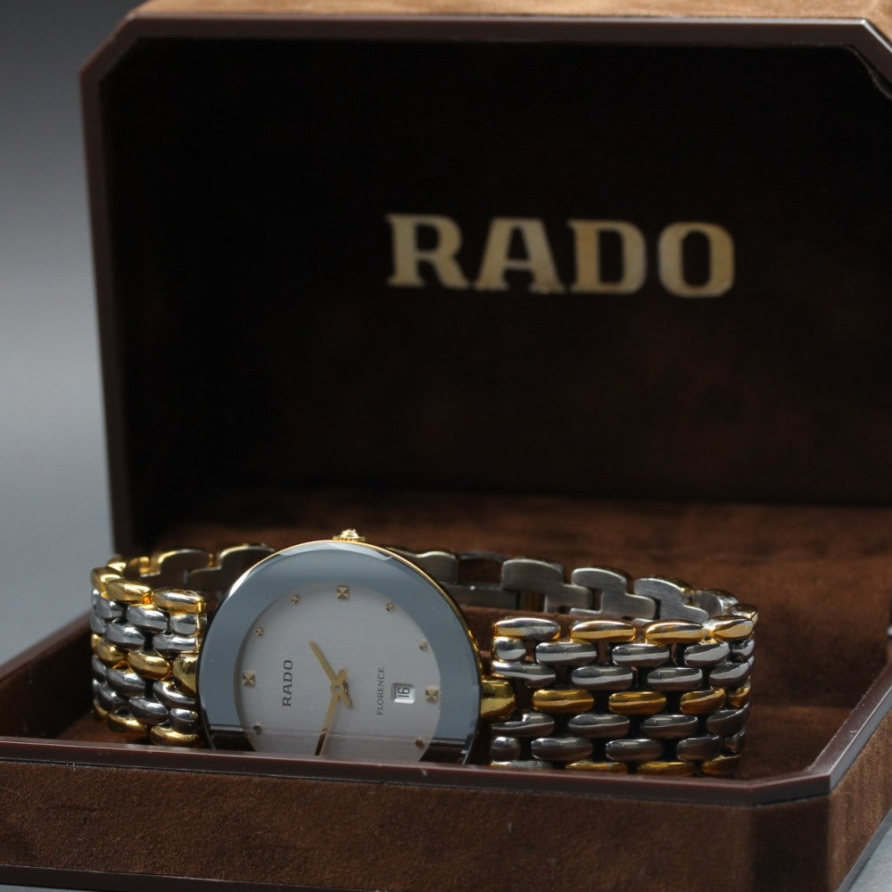 Near MINT RADO Florence 160.3677.2 Silver Quartz 32.1mm Unisex Watch