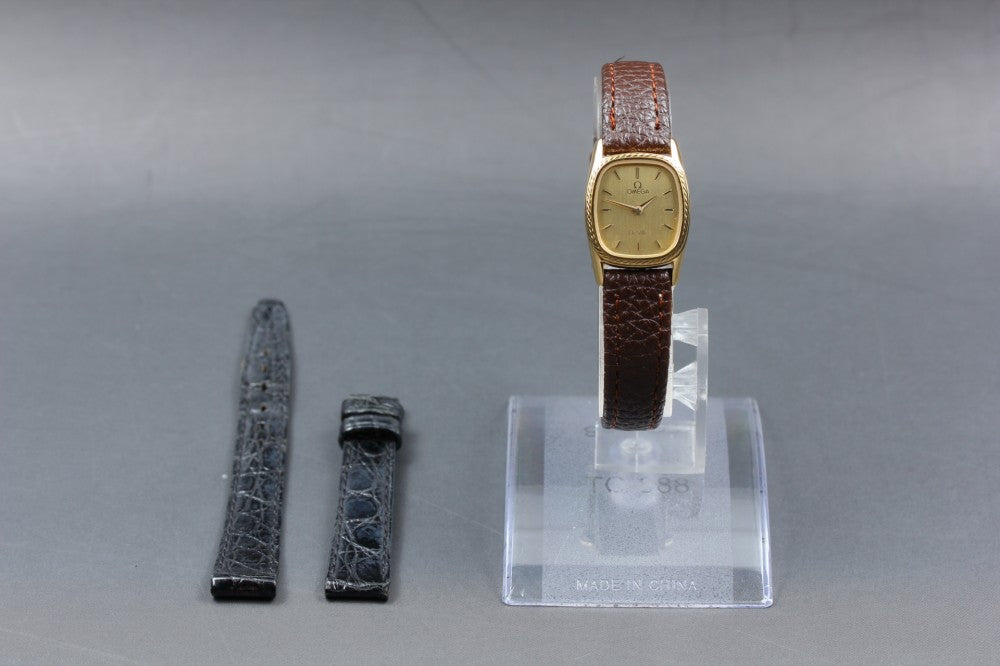 Near MINT OMEGA De Ville Cal.1387 Gold Quartz 18.7mm Ladies Watch