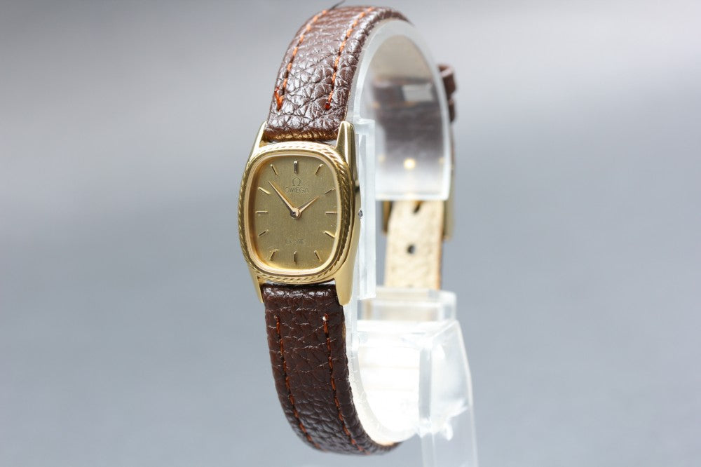 Near MINT OMEGA De Ville Cal.1387 Gold Quartz 18.7mm Ladies Watch