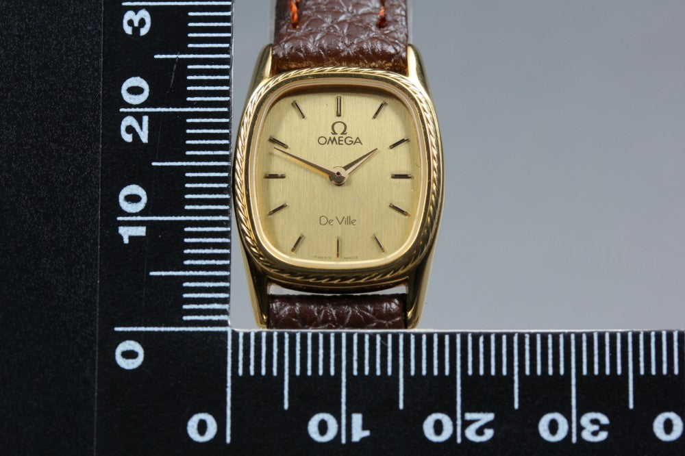 Near MINT OMEGA De Ville Cal.1387 Gold Quartz 18.7mm Ladies Watch