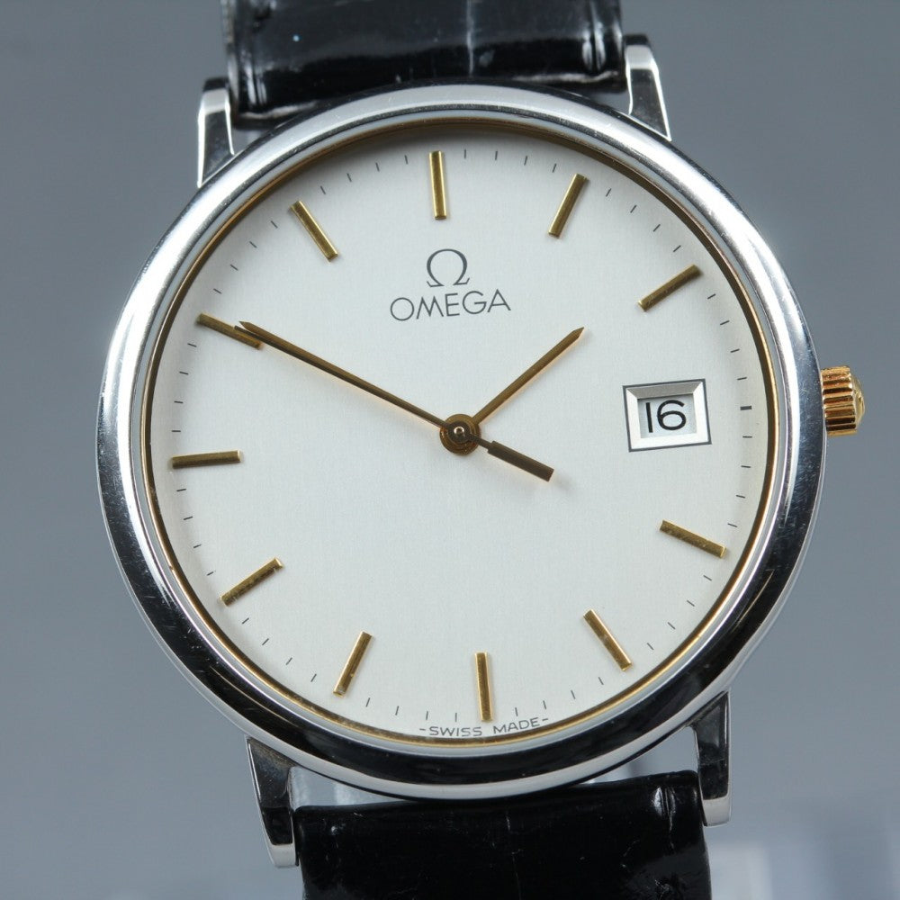 Near MINT OMEGA De Ville 196.0312.1 Cal.1430 Silver Quartz 32.1mm Men's Watch