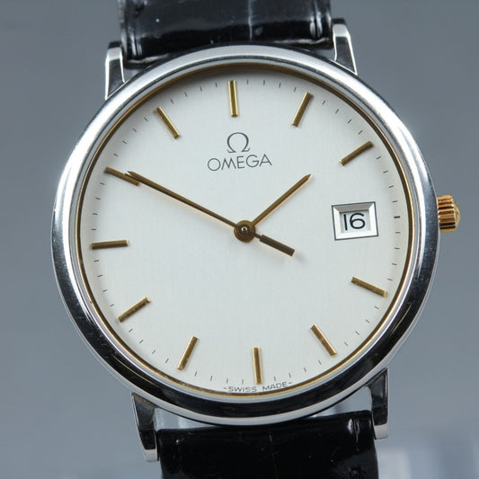 Near MINT OMEGA De Ville 196.0312.1 Cal.1430 Silver Quartz 32.1mm Men's Watch