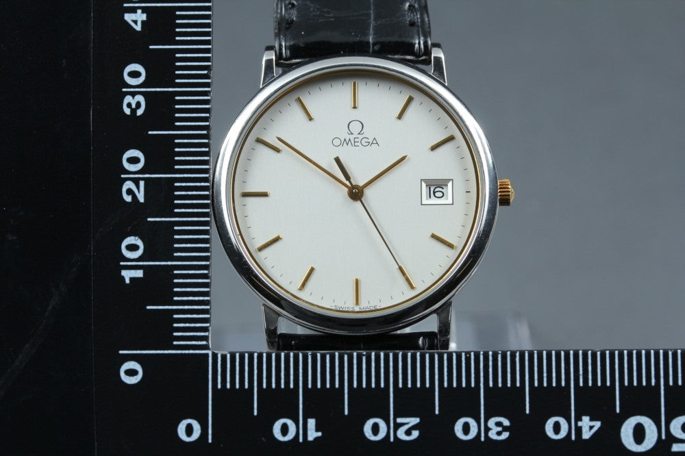 Near MINT OMEGA De Ville 196.0312.1 Cal.1430 Silver Quartz 32.1mm Men's Watch