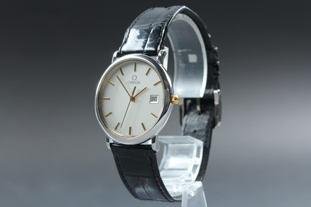 Near MINT OMEGA De Ville 196.0312.1 Cal.1430 Silver Quartz 32.1mm Men's Watch