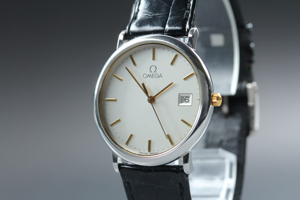 Near MINT OMEGA De Ville 196.0312.1 Cal.1430 Silver Quartz 32.1mm Men's Watch