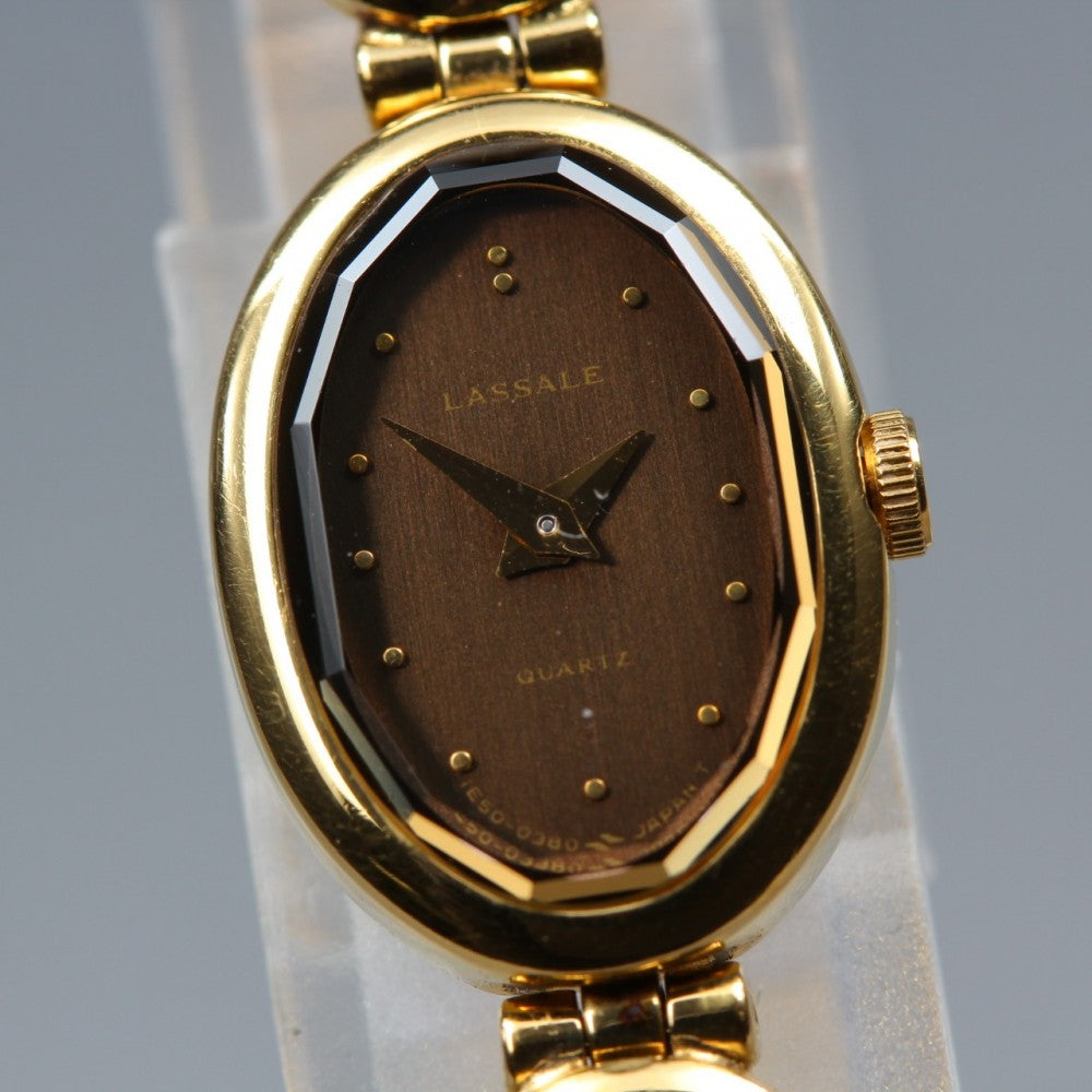 Near MINT SEIKO Lasalle 1E50-5159 Brown Quartz 12.9mm Ladies Watch 1986