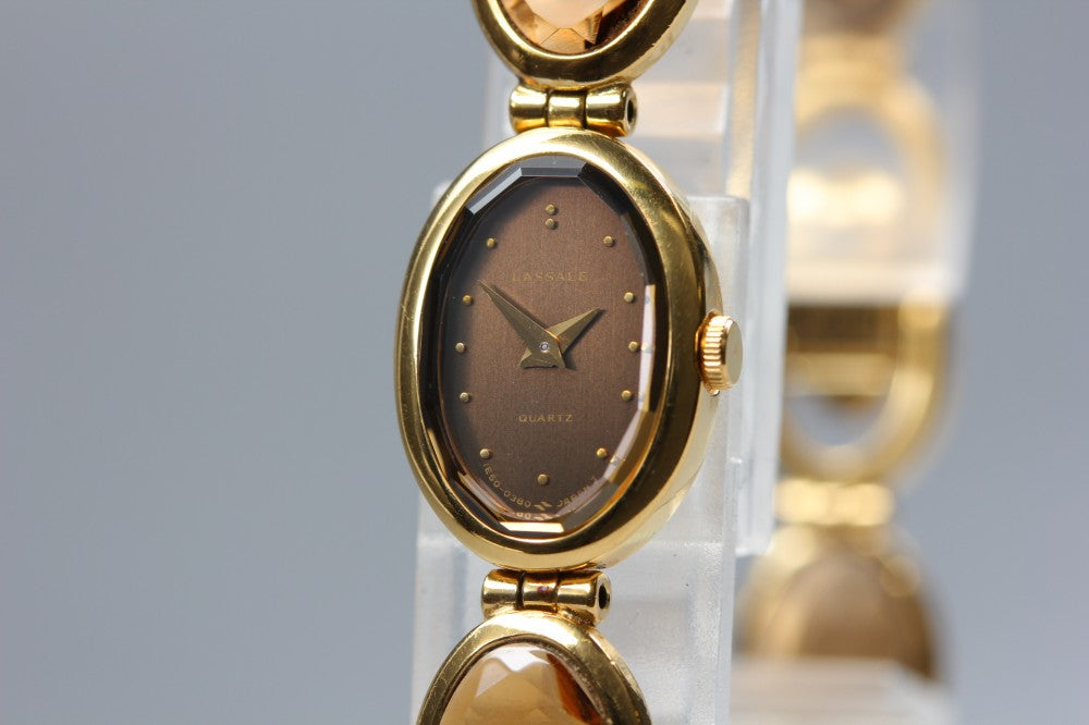 Near MINT SEIKO Lasalle 1E50-5159 Brown Quartz 12.9mm Ladies Watch 1986