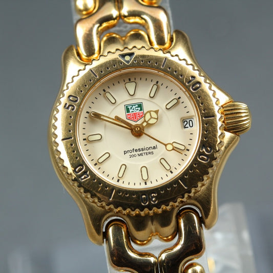 Near MINT TAG Heuer S/el WG1430-0 Beige Quartz 22.6mm Ladies Watch