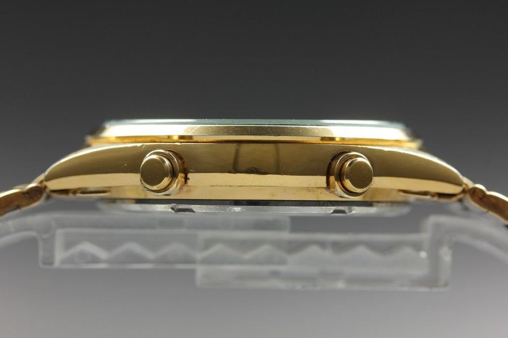 Near MINT SEIKO 7A28-7029 Gold Quartz 36mm Men's Watch 1984