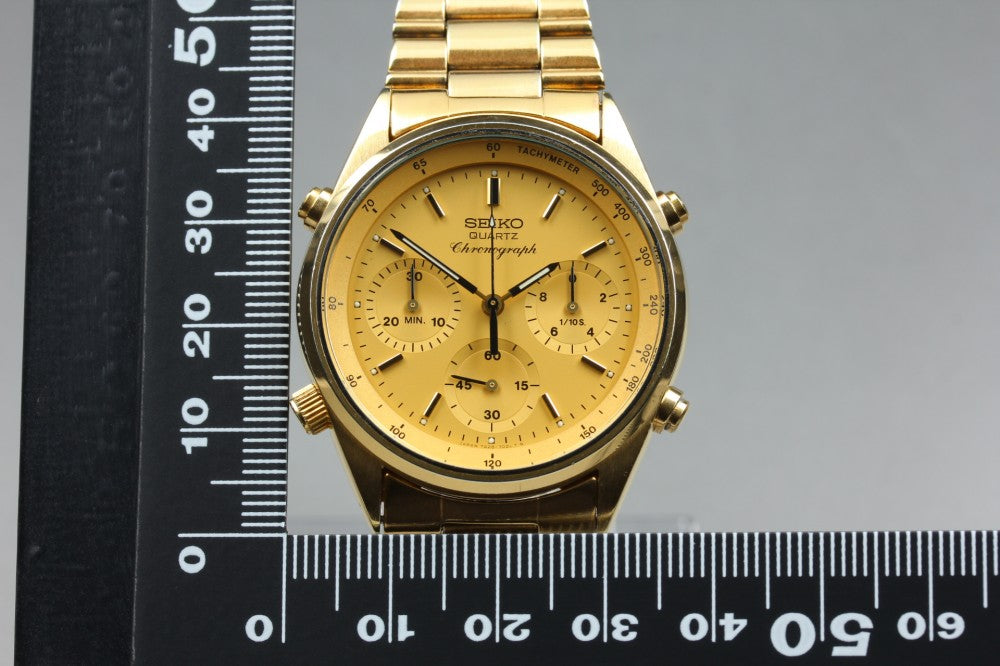 Near MINT SEIKO 7A28-7029 Gold Quartz 36mm Men's Watch 1984
