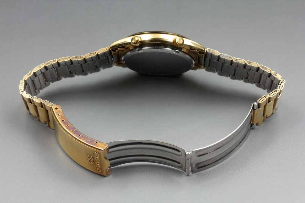 Near MINT SEIKO 7A28-7029 Gold Quartz 36mm Men's Watch 1984
