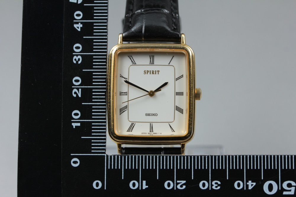 Near MINT SEIKO Spirit 5E21-5B50 White Quartz 25.4mm Men's Watch 1992