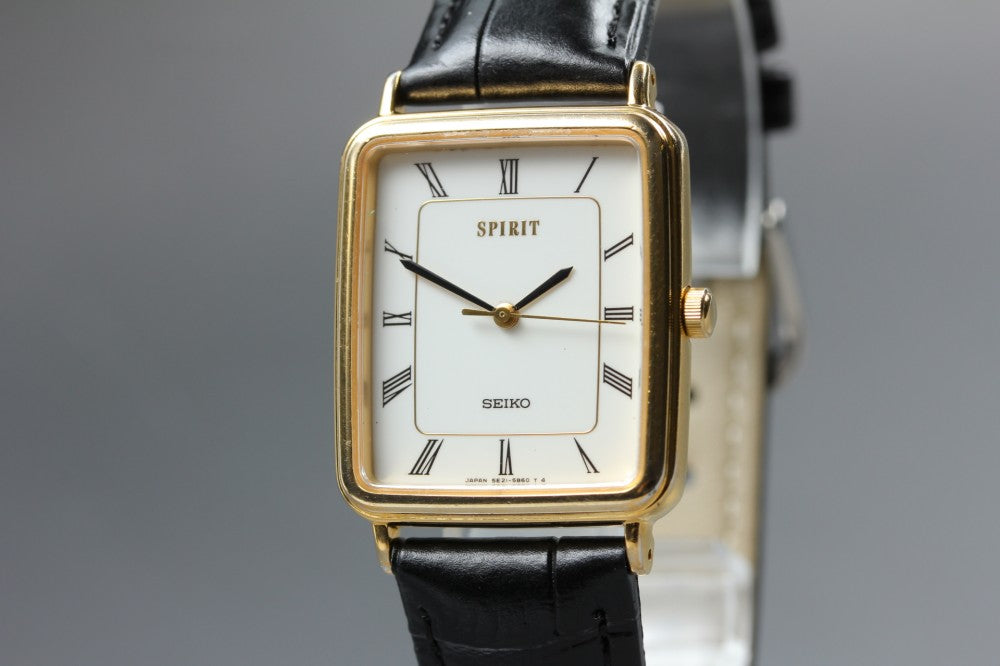 Near MINT SEIKO Spirit 5E21-5B50 White Quartz 25.4mm Men's Watch 1992