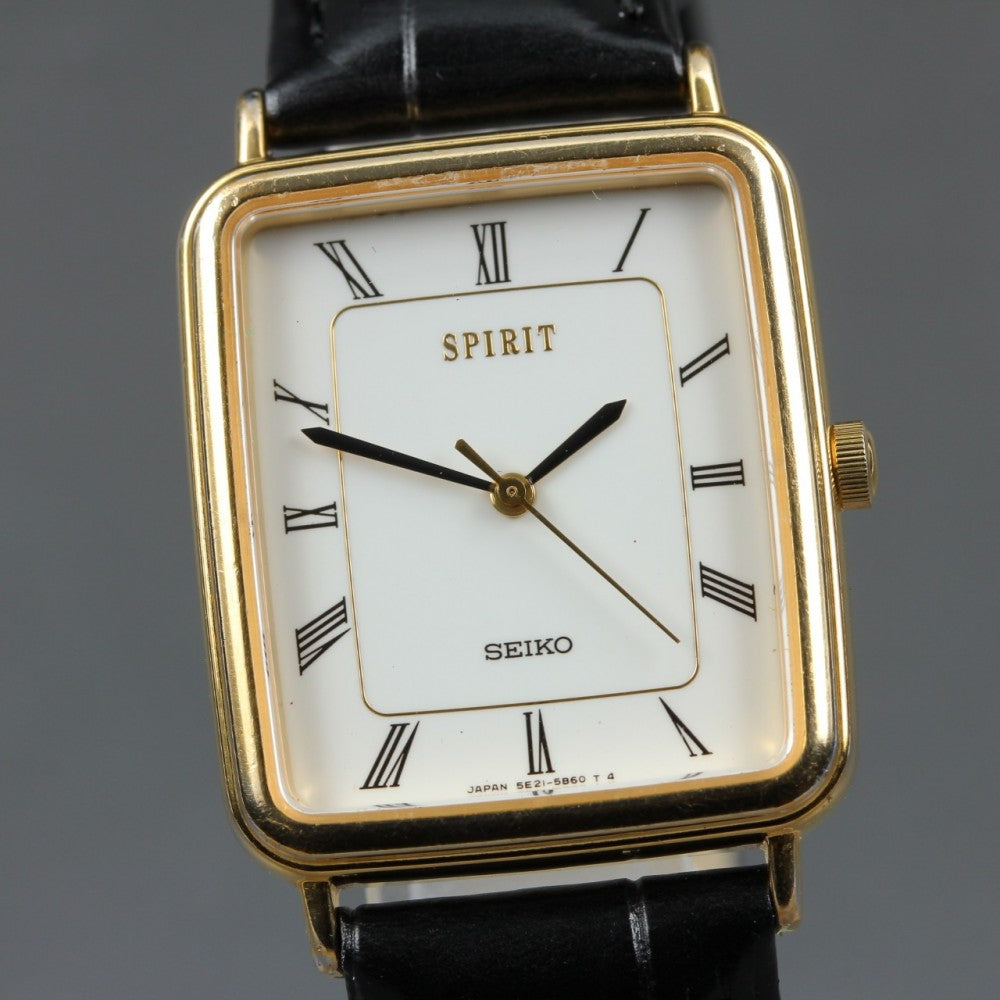 Near MINT SEIKO Spirit 5E21-5B50 White Quartz 25.4mm Men's Watch 1992
