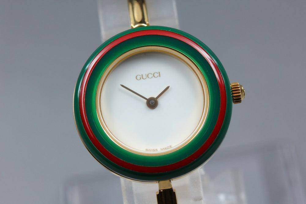 Near MINT GUCCI 11/12.2 White Quartz 25.7mm Ladies Watch