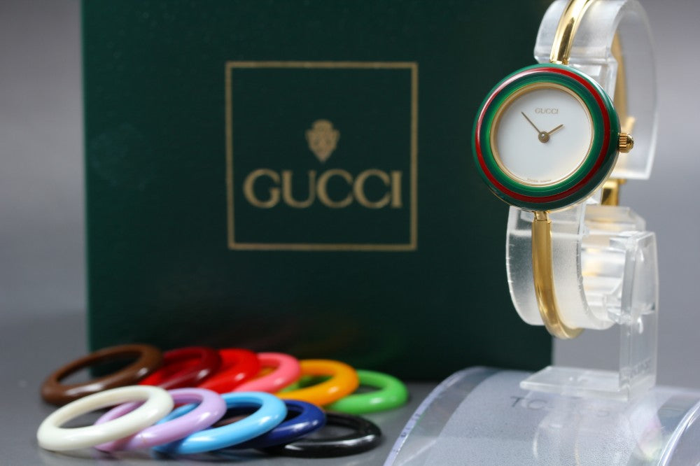 Near MINT GUCCI 11/12.2 White Quartz 25.7mm Ladies Watch