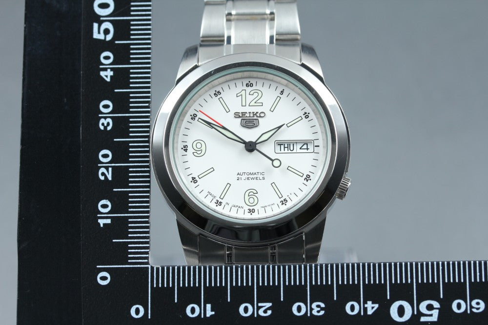 Near MINT SEIKO 5 7S26-02W0 White Auto 37.9mm Men's Watch