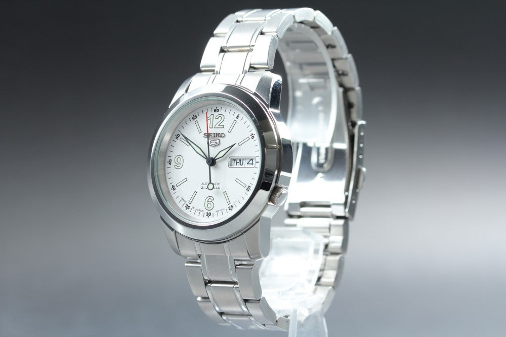 Near MINT SEIKO 5 7S26-02W0 White Auto 37.9mm Men's Watch