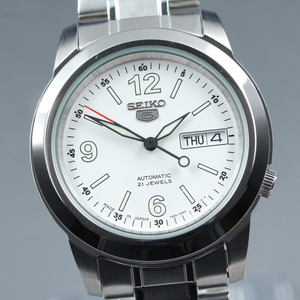 Near MINT SEIKO 5 7S26-02W0 White Auto 37.9mm Men's Watch