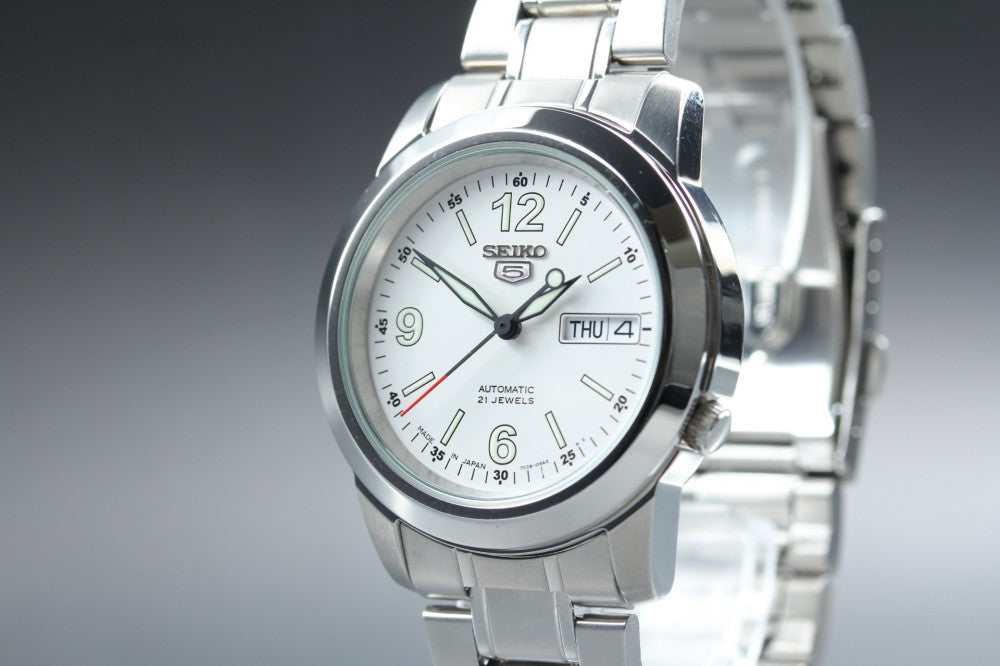 Near MINT SEIKO 5 7S26-02W0 White Auto 37.9mm Men's Watch