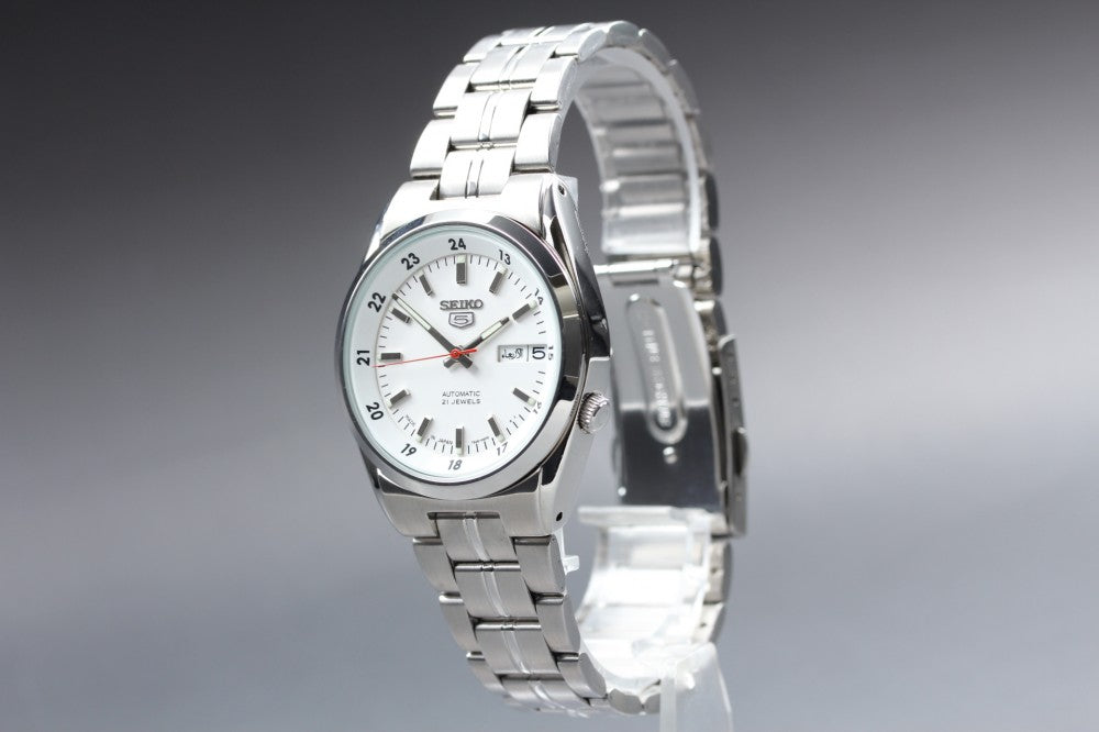 Near MINT SEIKO 5 SNK559/7S26-02C0 White Auto 35.4mm Men's Watch