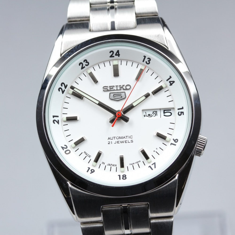 Near MINT SEIKO 5 SNK559/7S26-02C0 White Auto 35.4mm Men's Watch