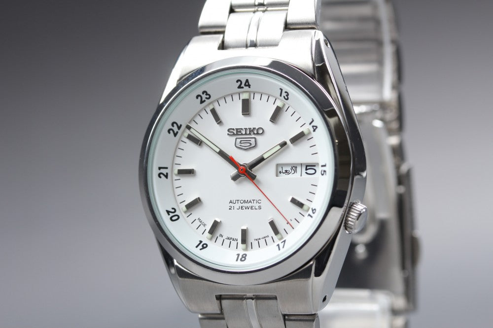 Near MINT SEIKO 5 SNK559/7S26-02C0 White Auto 35.4mm Men's Watch