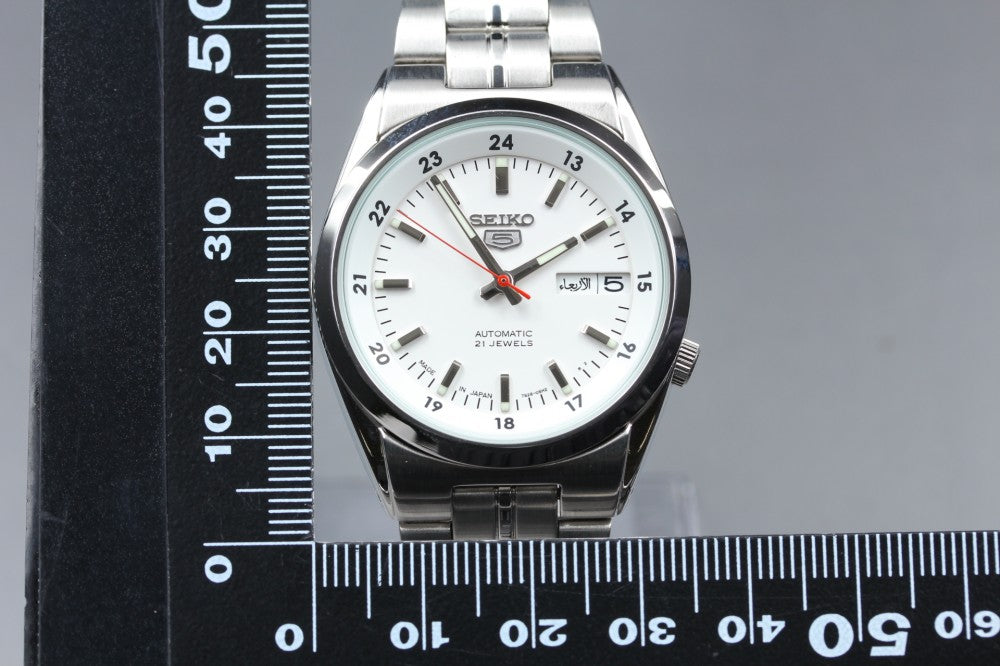 Near MINT SEIKO 5 SNK559/7S26-02C0 White Auto 35.4mm Men's Watch