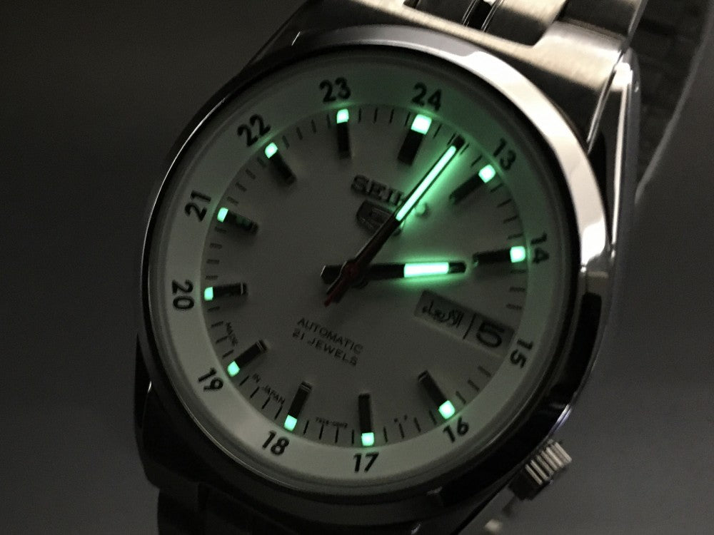 Near MINT SEIKO 5 SNK559/7S26-02C0 White Auto 35.4mm Men's Watch