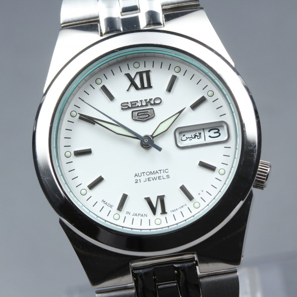 Near MINT SEIKO 5 7S26-02V0 White Auto 34.2mm Men's Watch
