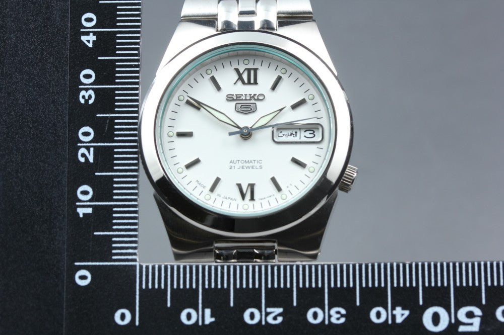 Near MINT SEIKO 5 7S26-02V0 White Auto 34.2mm Men's Watch
