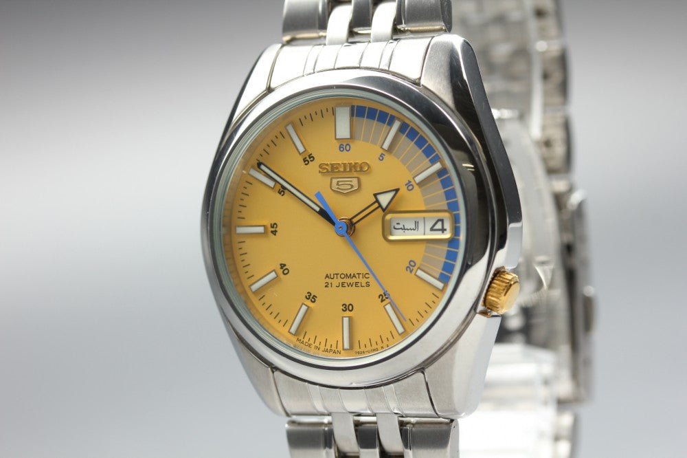 Near MINT SEIKO 5 7S26-01V0 Yellow Auto 36.6mm Men's Watch