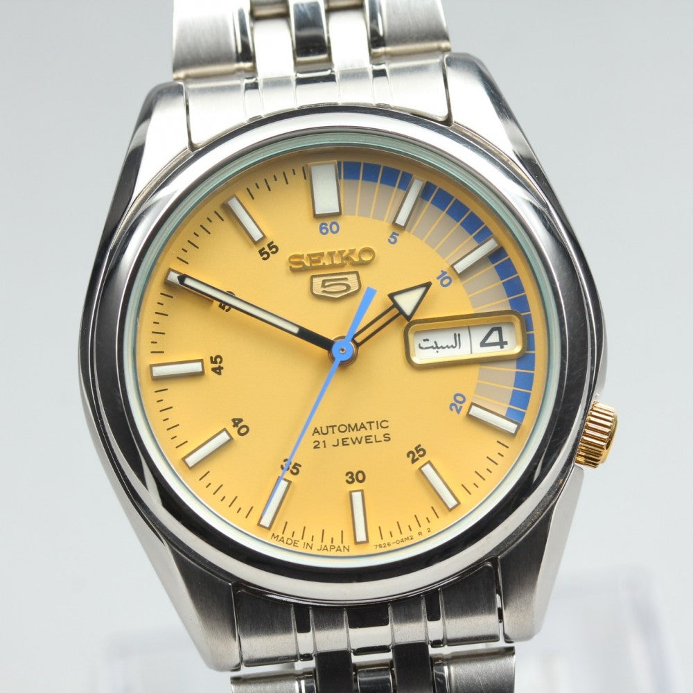 Near MINT SEIKO 5 7S26-01V0 Yellow Auto 36.6mm Men's Watch