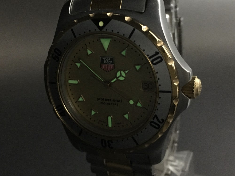 Near MINT TAG Heuer 2000 Professional 974.006R-2 Gold Quartz 37.6mm Men's Watch