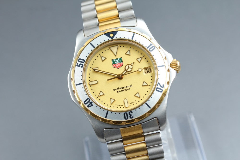 Near MINT TAG Heuer 2000 Professional 974.006R-2 Gold Quartz 37.6mm Men's Watch
