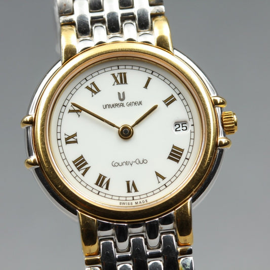 Near MINT UNIVERSAL GENEVE Country Club 07-0002-004 White Quartz 25.5mm Ladies Watch