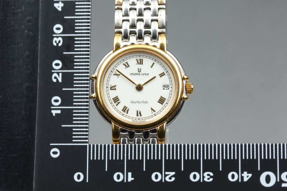 Near MINT UNIVERSAL GENEVE Country Club 07-0002-004 White Quartz 25.5mm Ladies Watch