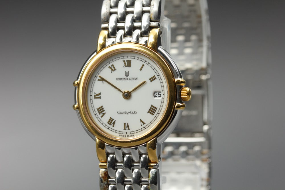 Near MINT UNIVERSAL GENEVE Country Club 07-0002-004 White Quartz 25.5mm Ladies Watch