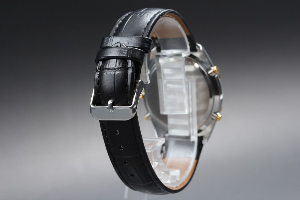 Near MINT SEIKO World Timer 6M15-0020 White Quartz 37.6mm Men's Watch 1995