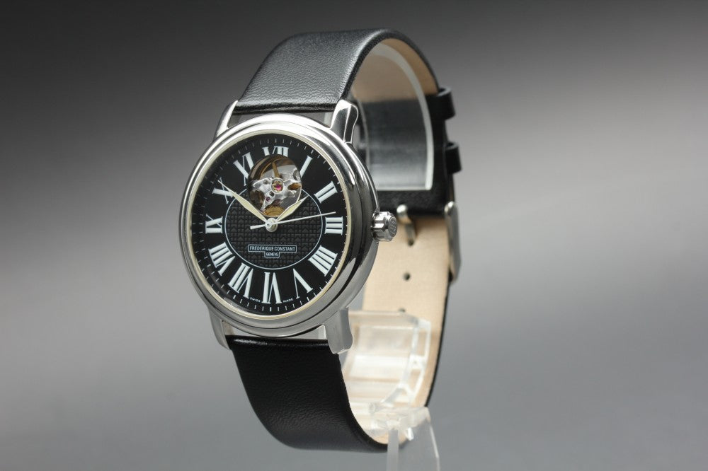 Near MINT FREDERIQUE CONSTANT Heartbeat FC-303/310X3P5/6 Black Auto 38.2mm Men's Watch
