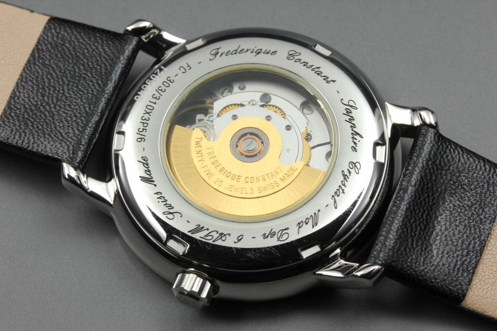Near MINT FREDERIQUE CONSTANT Heartbeat FC-303/310X3P5/6 Black Auto 38.2mm Men's Watch